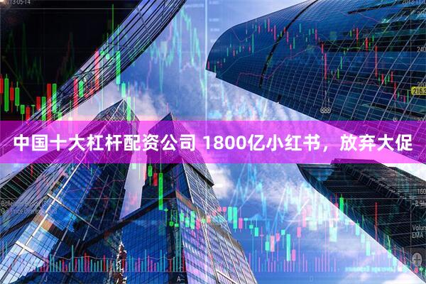 中国十大杠杆配资公司 1800亿小红书，放弃大促